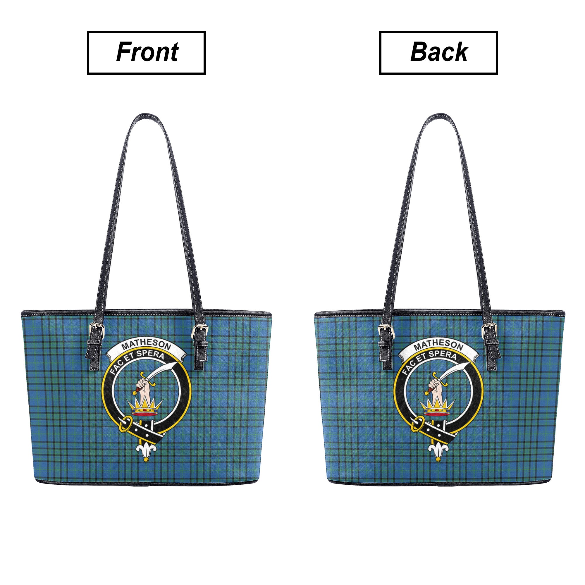 Matheson Hunting Ancient Tartan Crest Leather Tote Bag