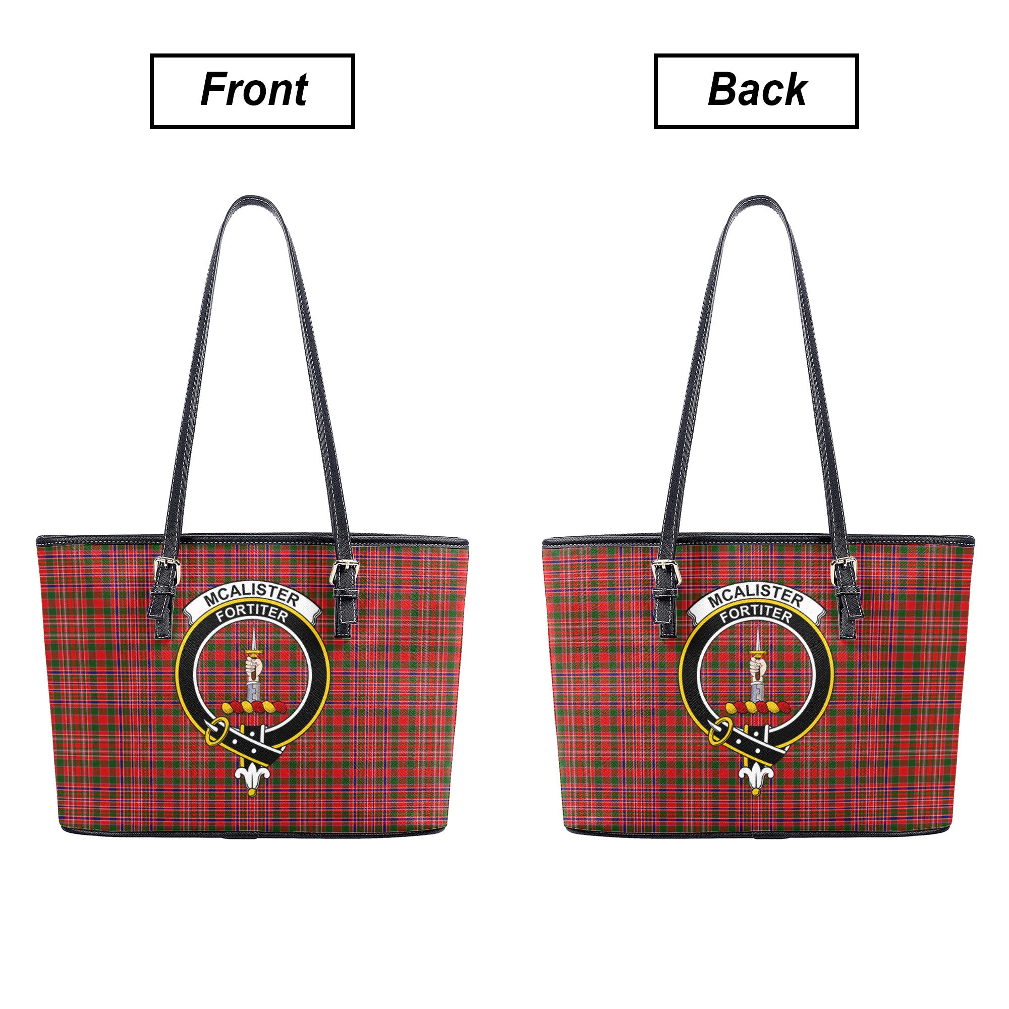 McAlister Modern Tartan Crest Leather Tote Bag