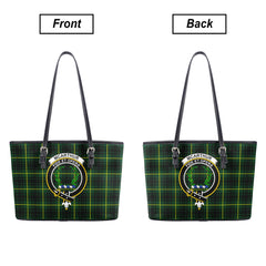 McArthur Modern Tartan Crest Leather Tote Bag