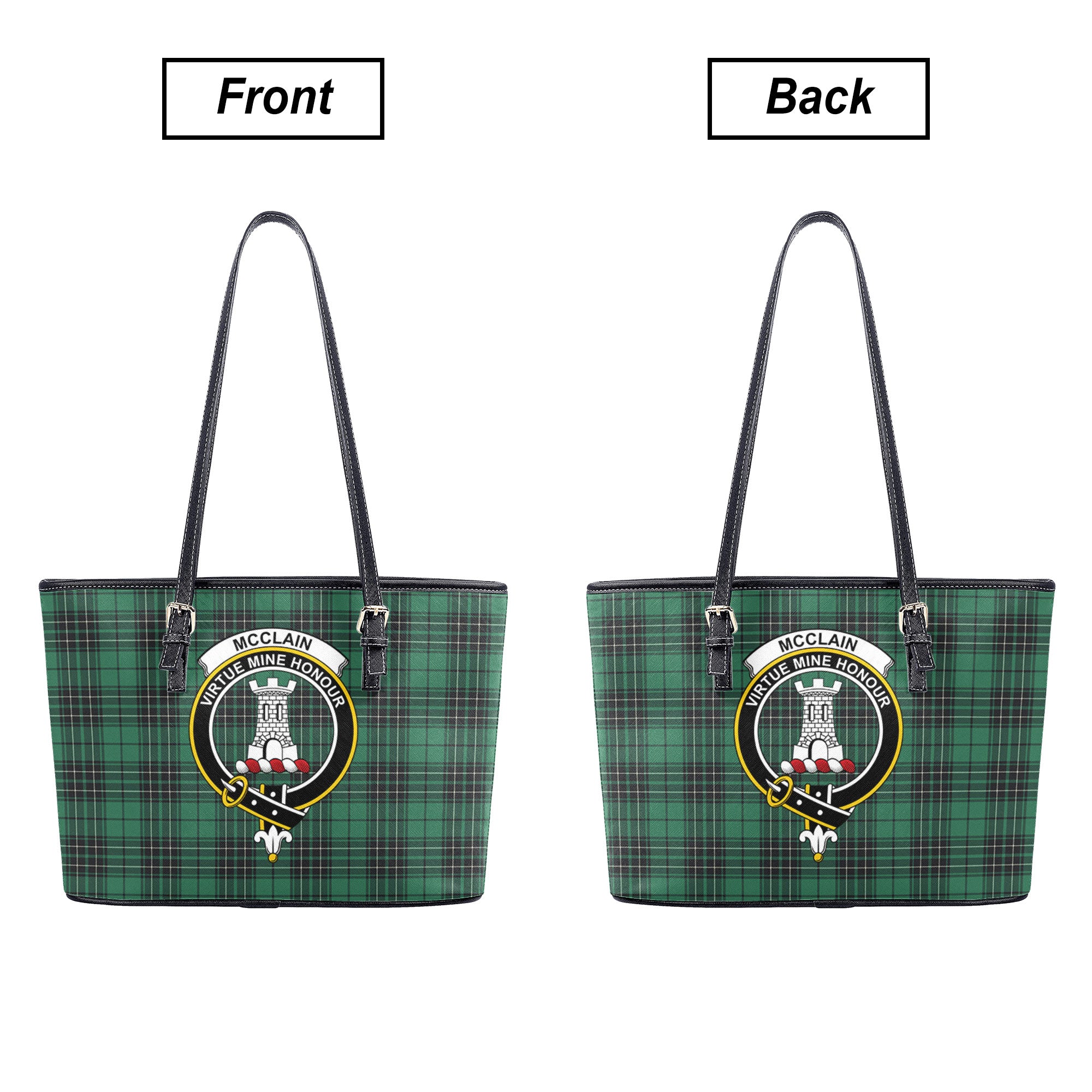 McClain Hunting Ancient Tartan Crest Leather Tote Bag