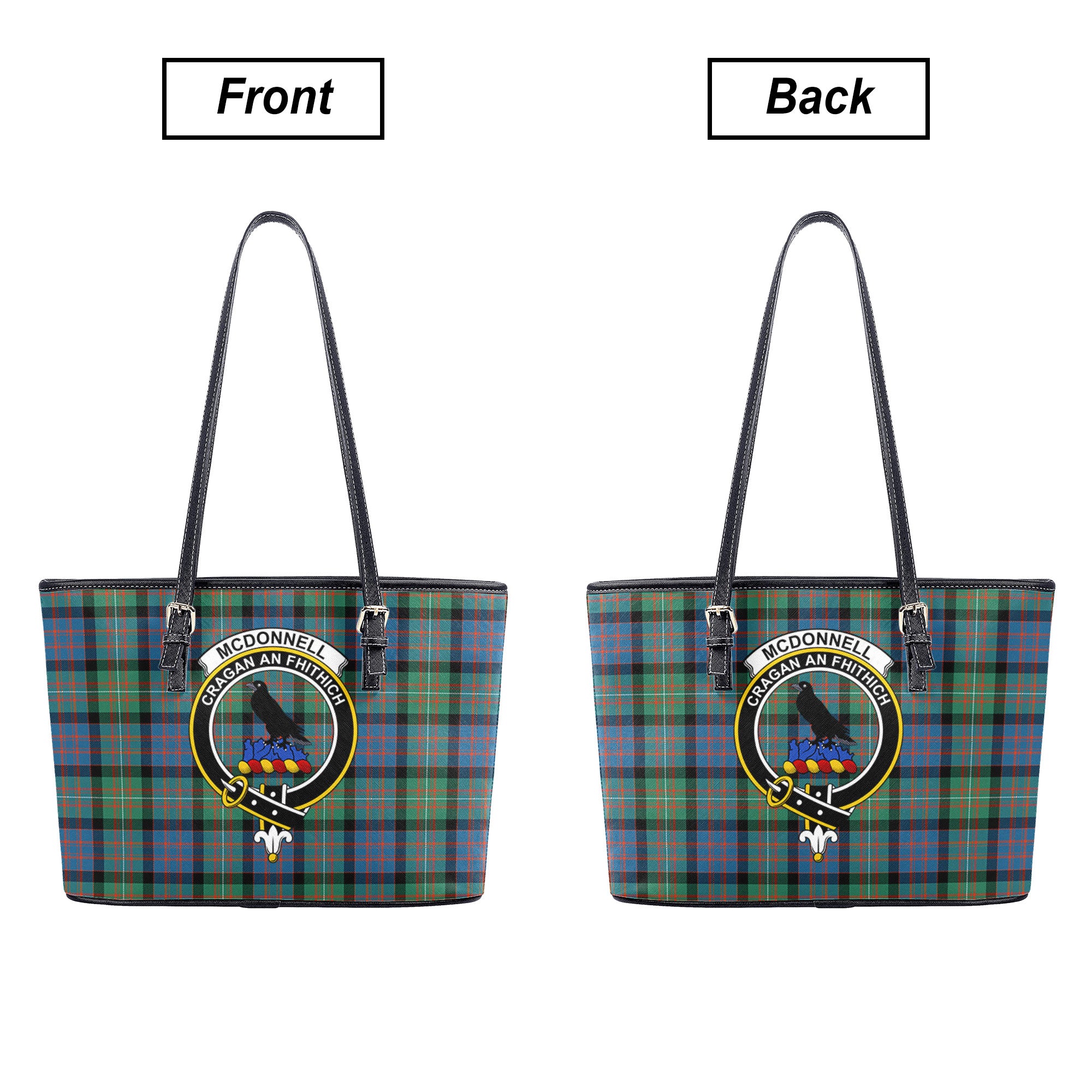 McDonnell of Glengarry Ancient Tartan Crest Leather Tote Bag