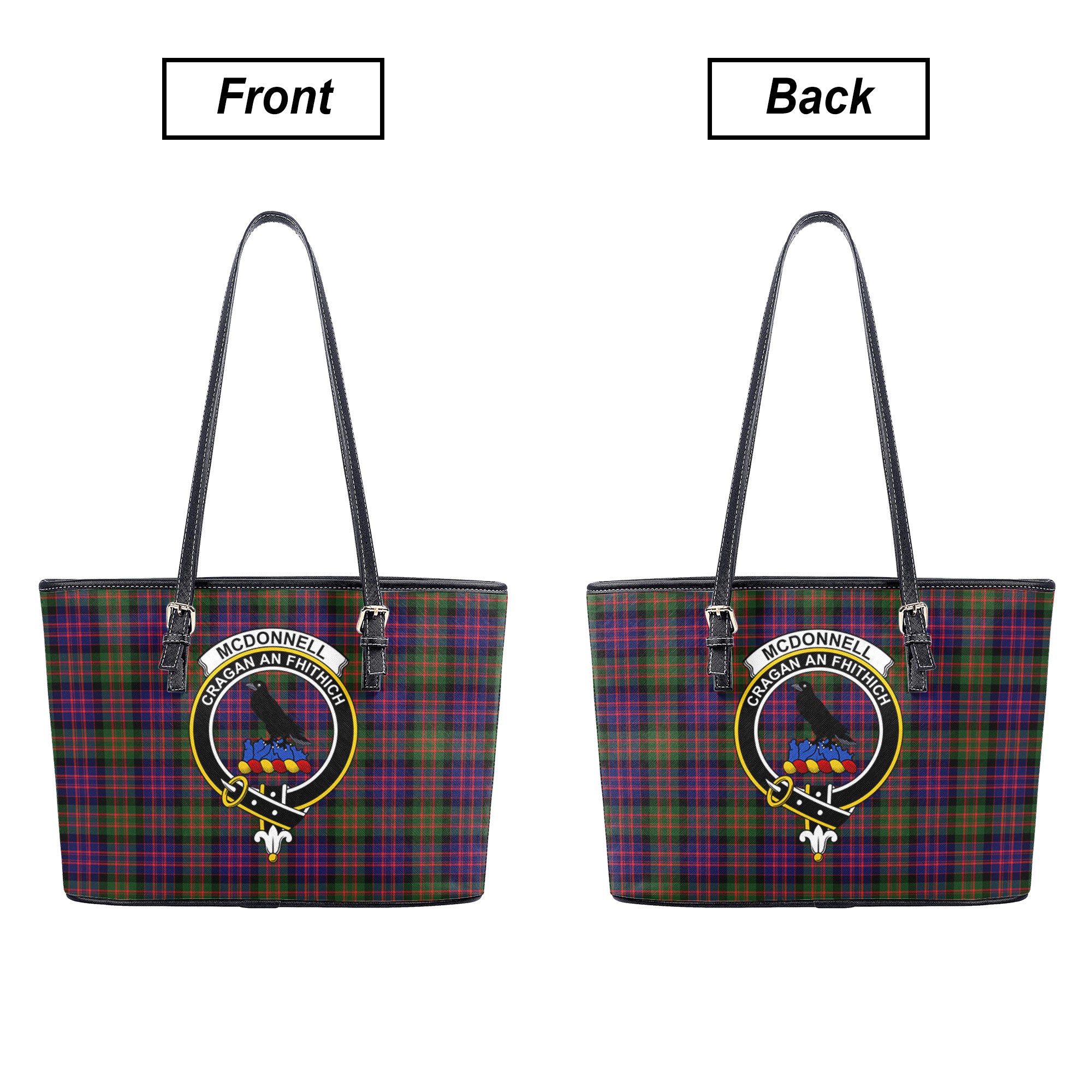 McDonnell of Glengarry Modern Tartan Crest Leather Tote Bag