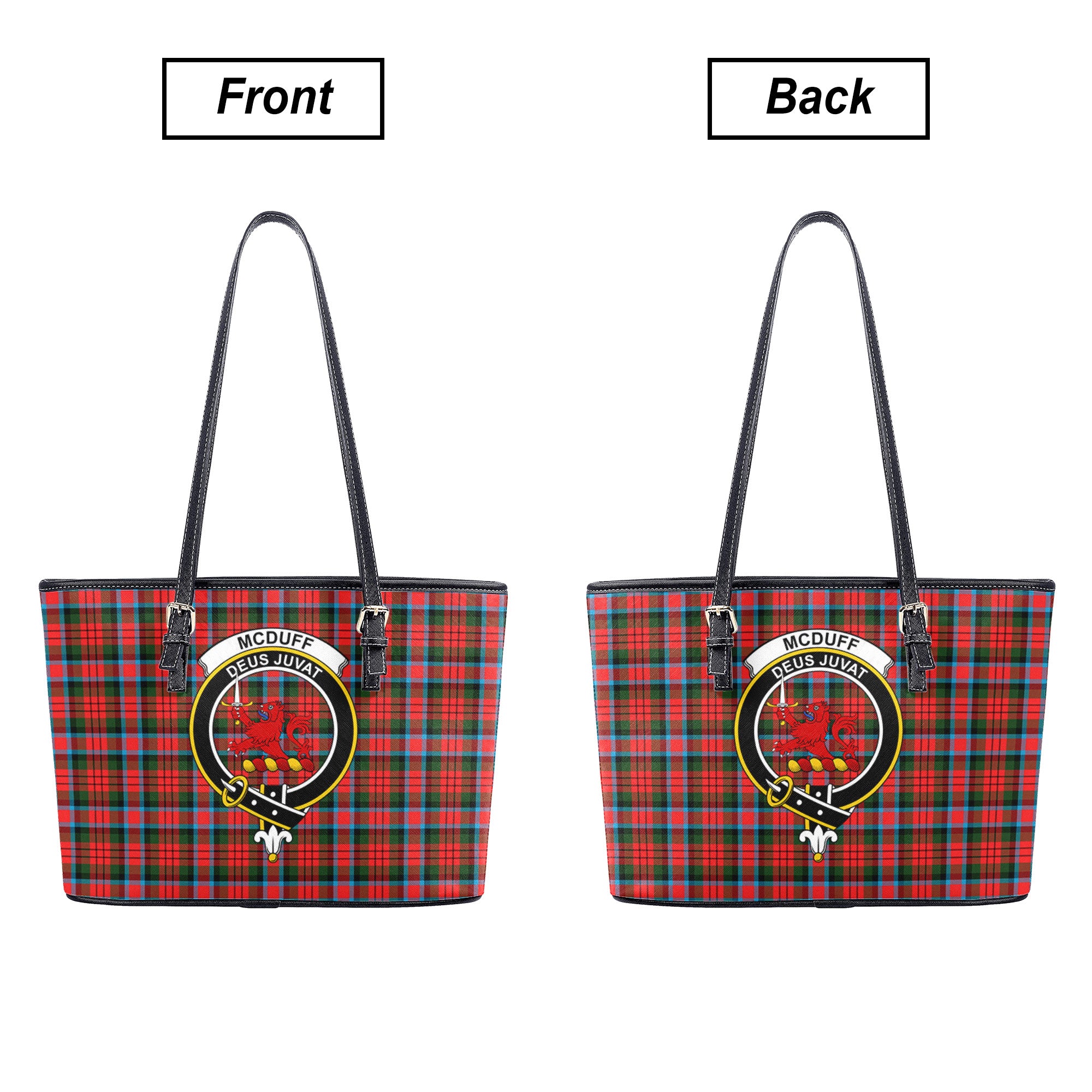 McDuff Modern Tartan Crest Leather Tote Bag