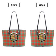 McFie Ancient Tartan Crest Leather Tote Bag