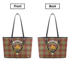 McGillivray Hunting Ancient Tartan Crest Leather Tote Bag