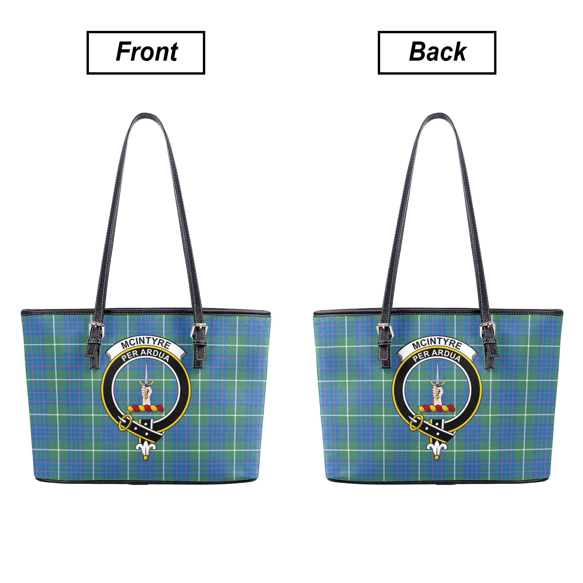 McIntyre Hunting Ancient Tartan Crest Leather Tote Bag