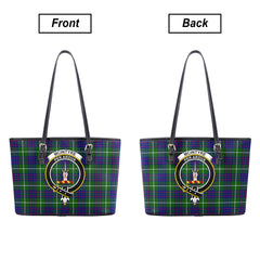 McIntyre Hunting Modern Tartan Crest Leather Tote Bag