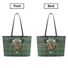 McKinnon Hunting Ancient Tartan Crest Leather Tote Bag