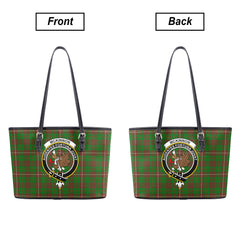 McKinnon Hunting Modern Tartan Crest Leather Tote Bag