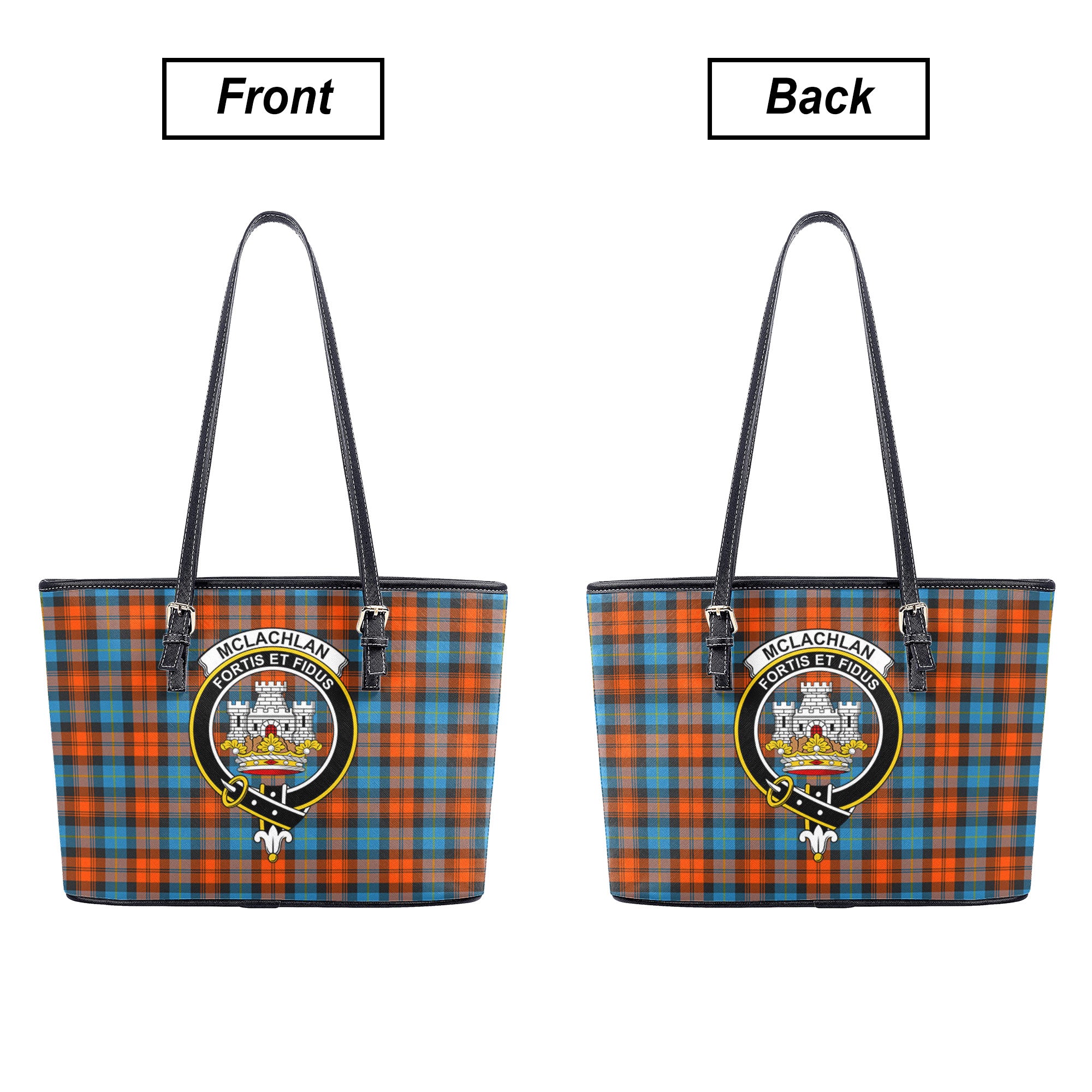 McLachlan Ancient Tartan Crest Leather Tote Bag