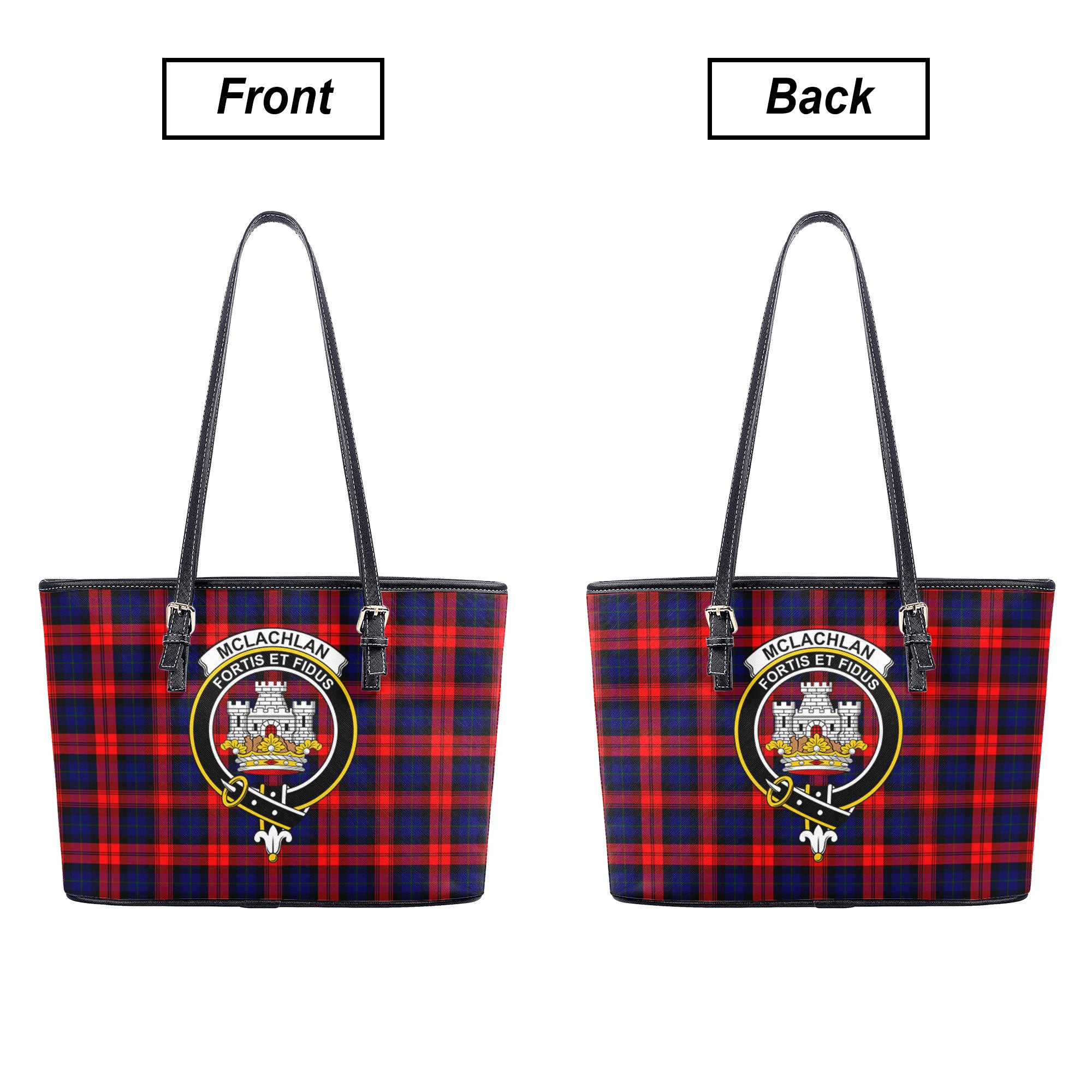 McLachlan Modern Tartan Crest Leather Tote Bag