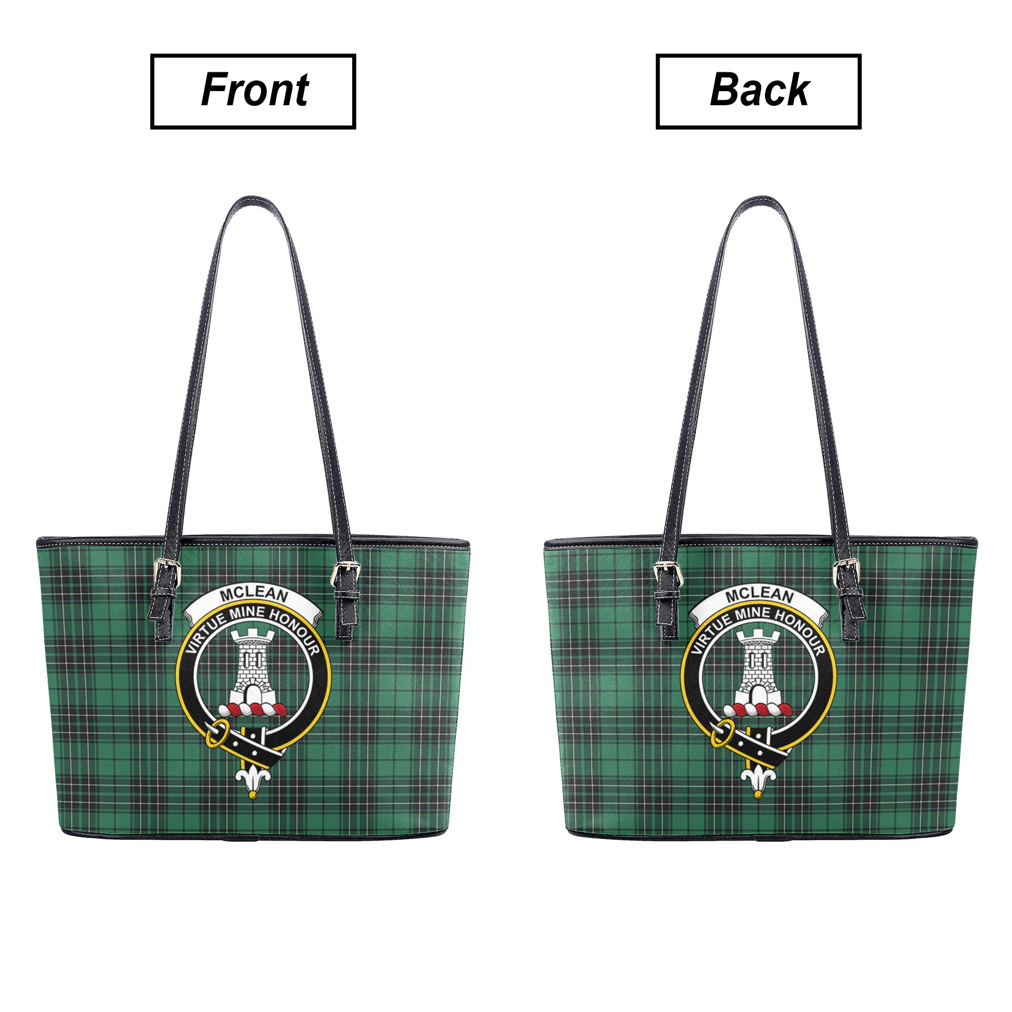 McLean Hunting Ancient Tartan Crest Leather Tote Bag