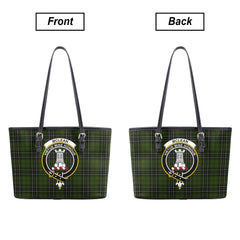 McLean Hunting Tartan Crest Leather Tote Bag