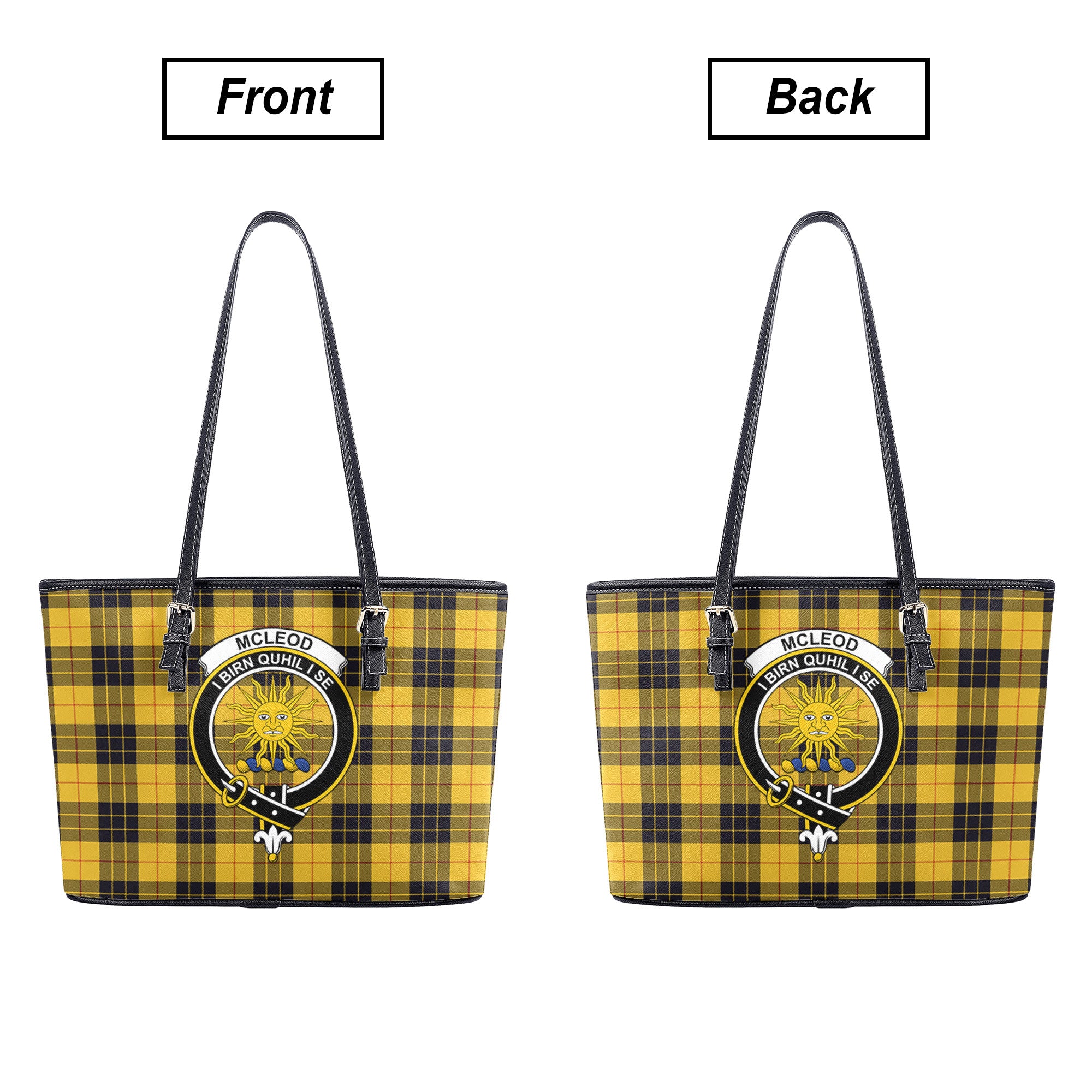 McLeod of Lewis Ancient Tartan Crest Leather Tote Bag