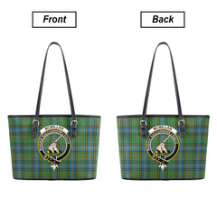 McMillan Hunting Ancient Tartan Crest Leather Tote Bag