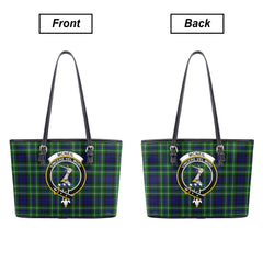 McNeil of Colonsay Modern Tartan Crest Leather Tote Bag