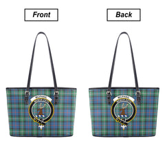 McPhail Hunting Ancient Tartan Crest Leather Tote Bag