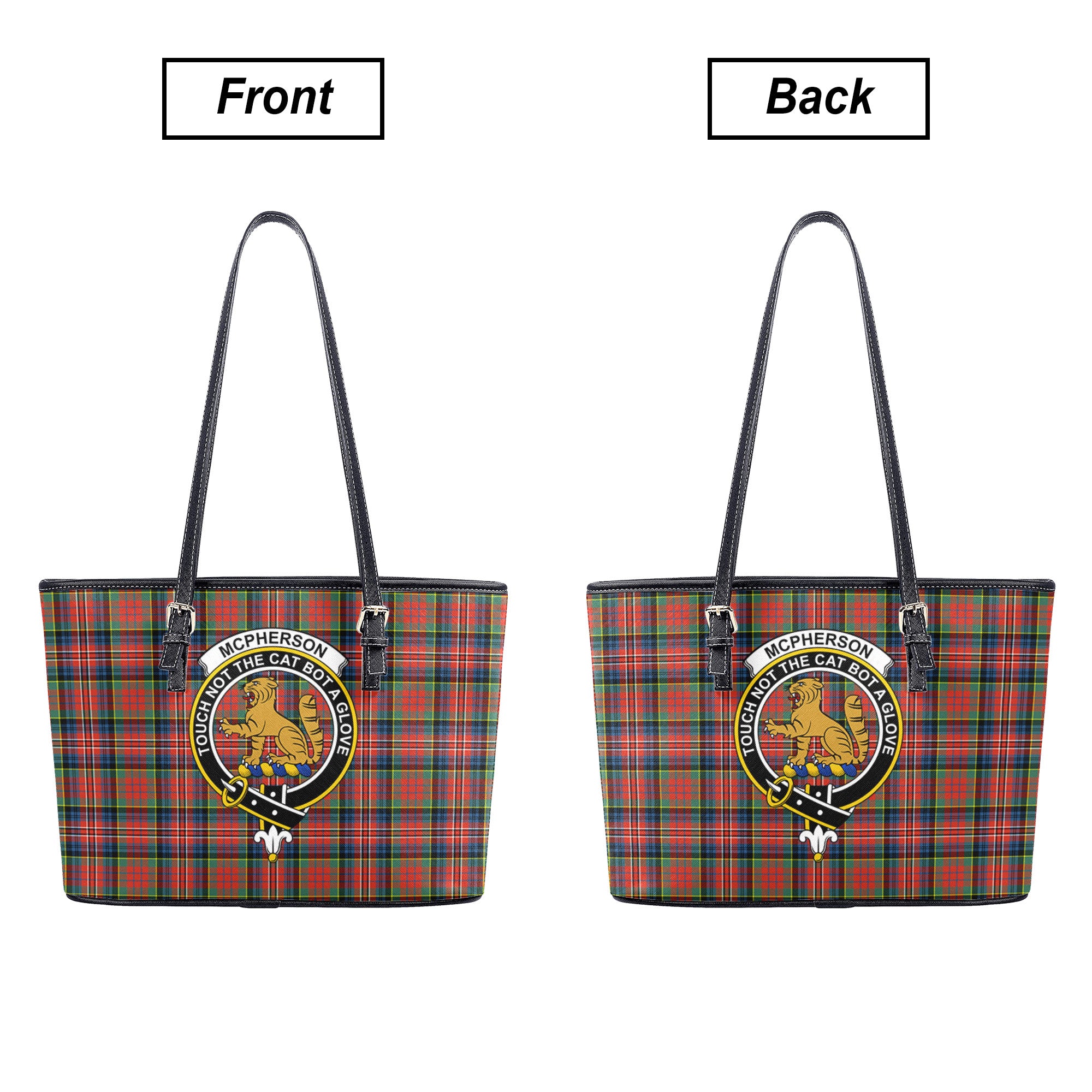 McPherson Ancient Tartan Crest Leather Tote Bag