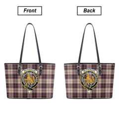 McPherson Hunting Ancient Tartan Crest Leather Tote Bag