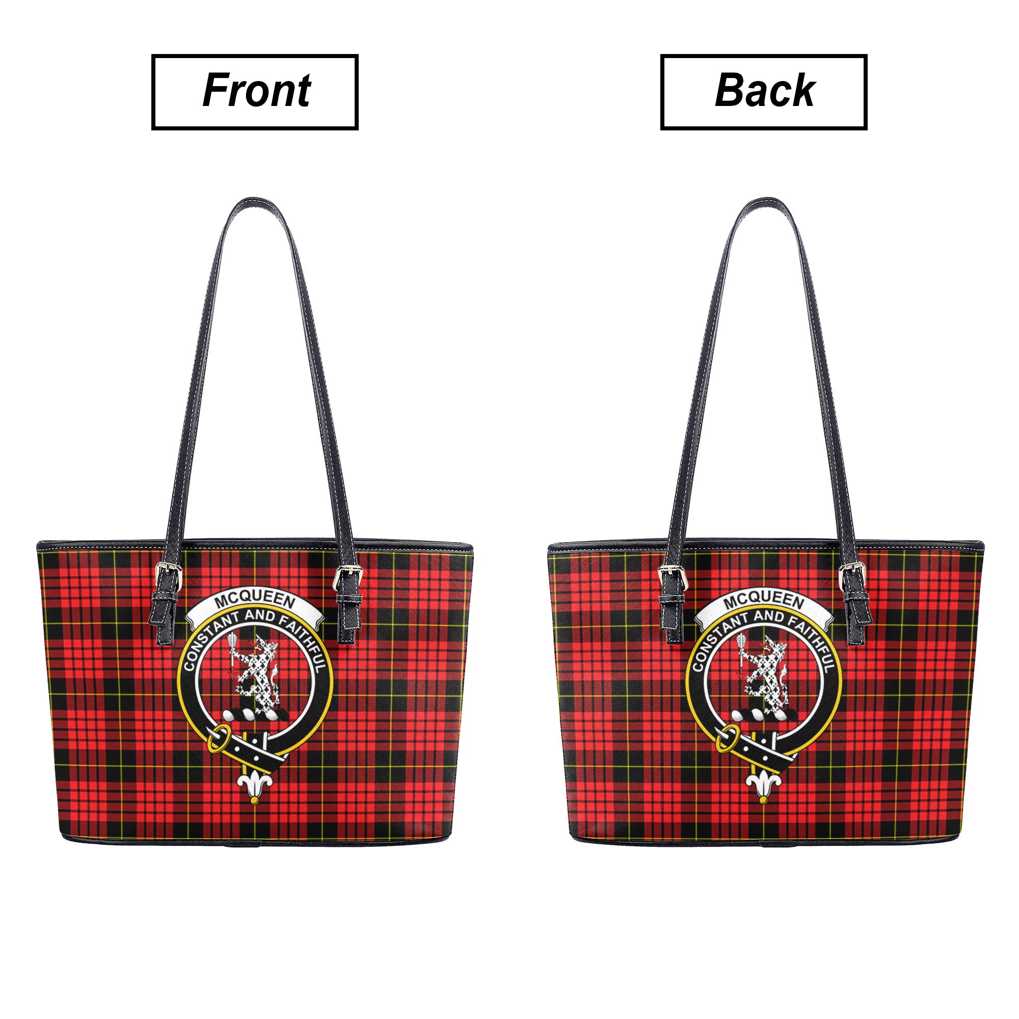 McQueen Modern Tartan Crest Leather Tote Bag