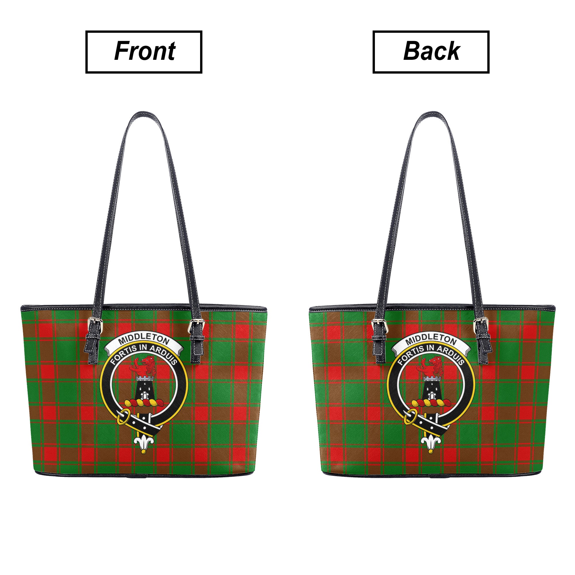 Middleton Modern Tartan Crest Leather Tote Bag