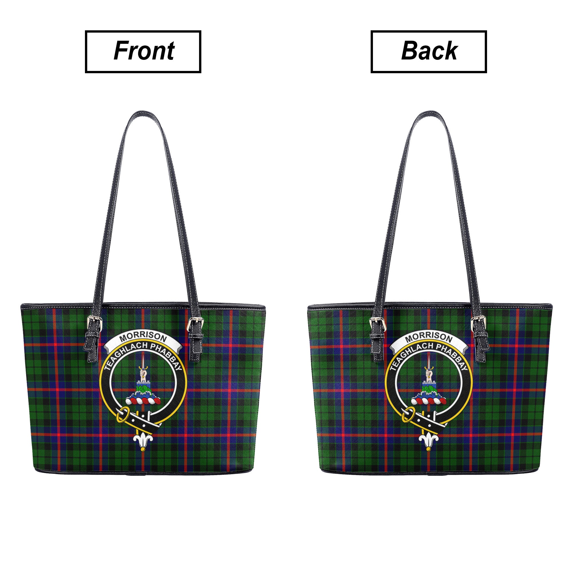 Morrison Modern Tartan Crest Leather Tote Bag