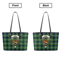 Mow Tartan Crest Leather Tote Bag