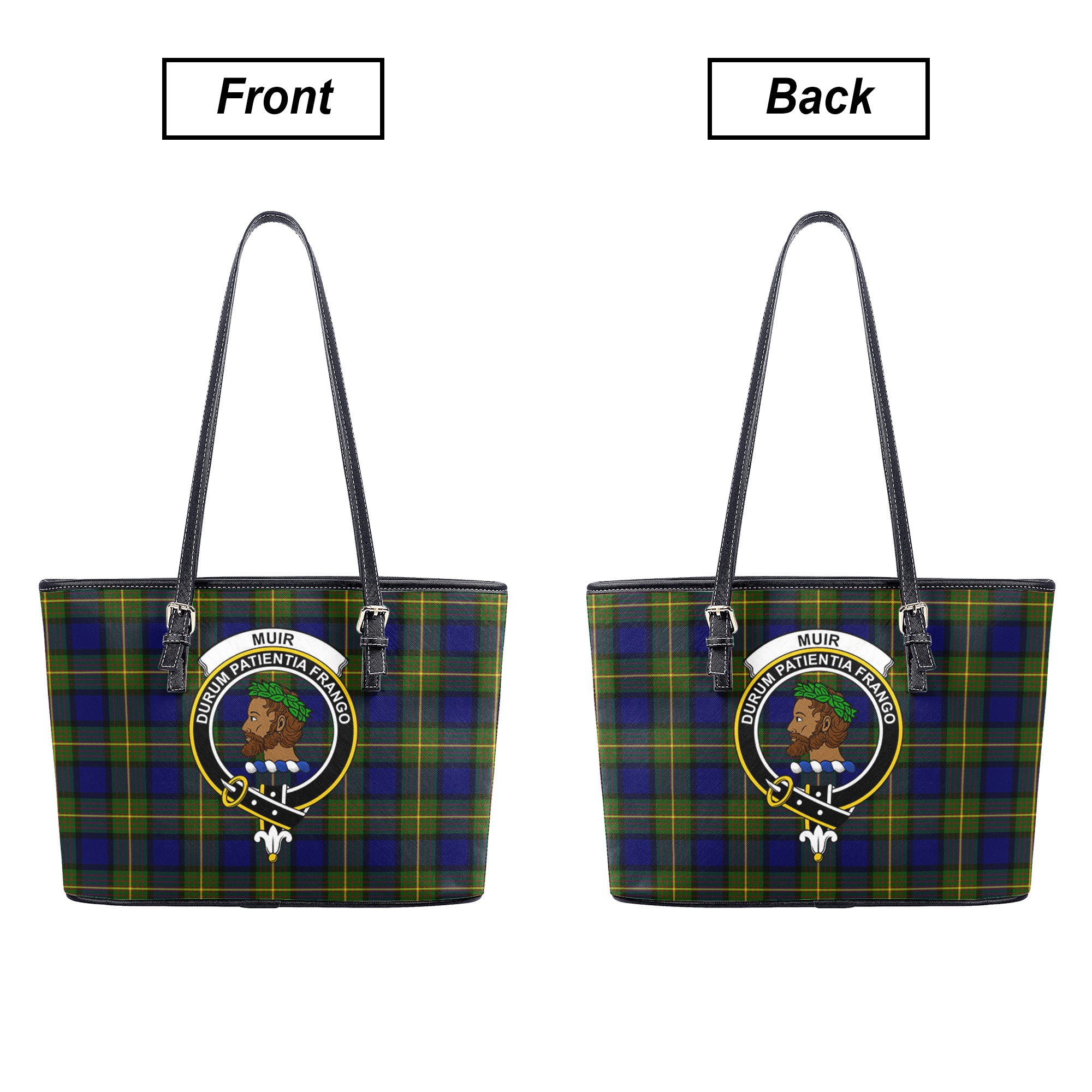 Muir Tartan Crest Leather Tote Bag