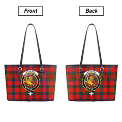 Nicolson Modern Tartan Crest Leather Tote Bag