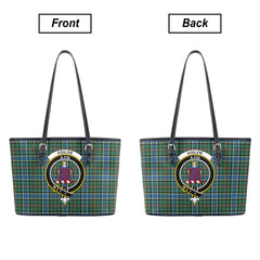 Ogilvie Hunting Ancient Tartan Crest Leather Tote Bag