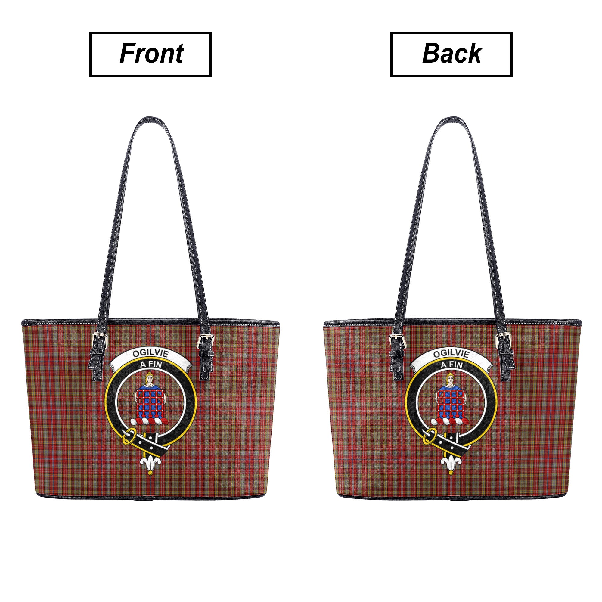 Ogilvie Tartan Crest Leather Tote Bag