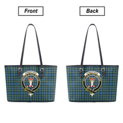 Robertson Hunting Ancient Tartan Crest Leather Tote Bag