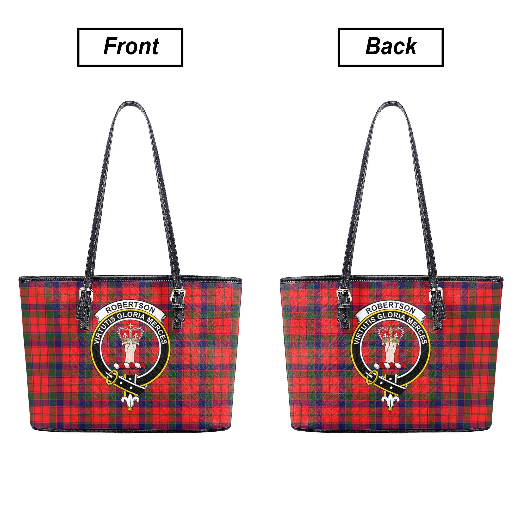 Robertson Modern Tartan Crest Leather Tote Bag