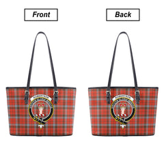 Robertson Weathered Tartan Crest Leather Tote Bag