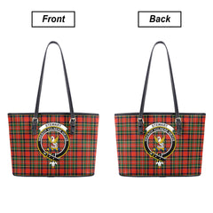 Stewart Royal Modern Tartan Crest Leather Tote Bag