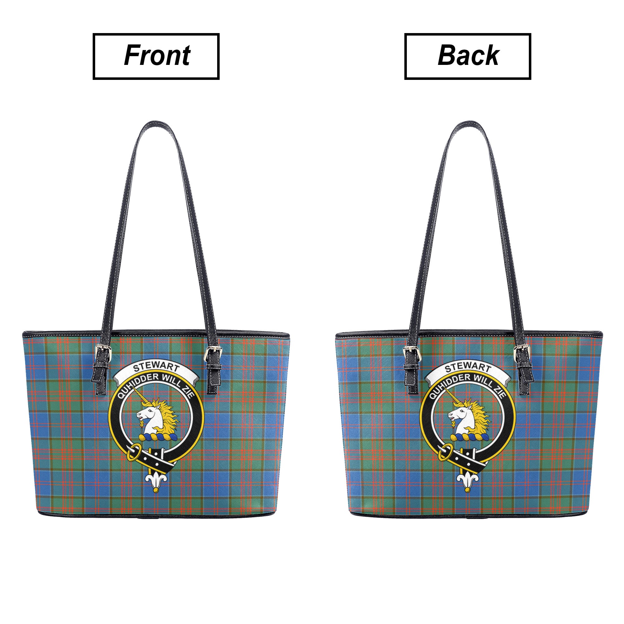 Stewart of Appin Hunting Ancient Tartan Crest Leather Tote Bag