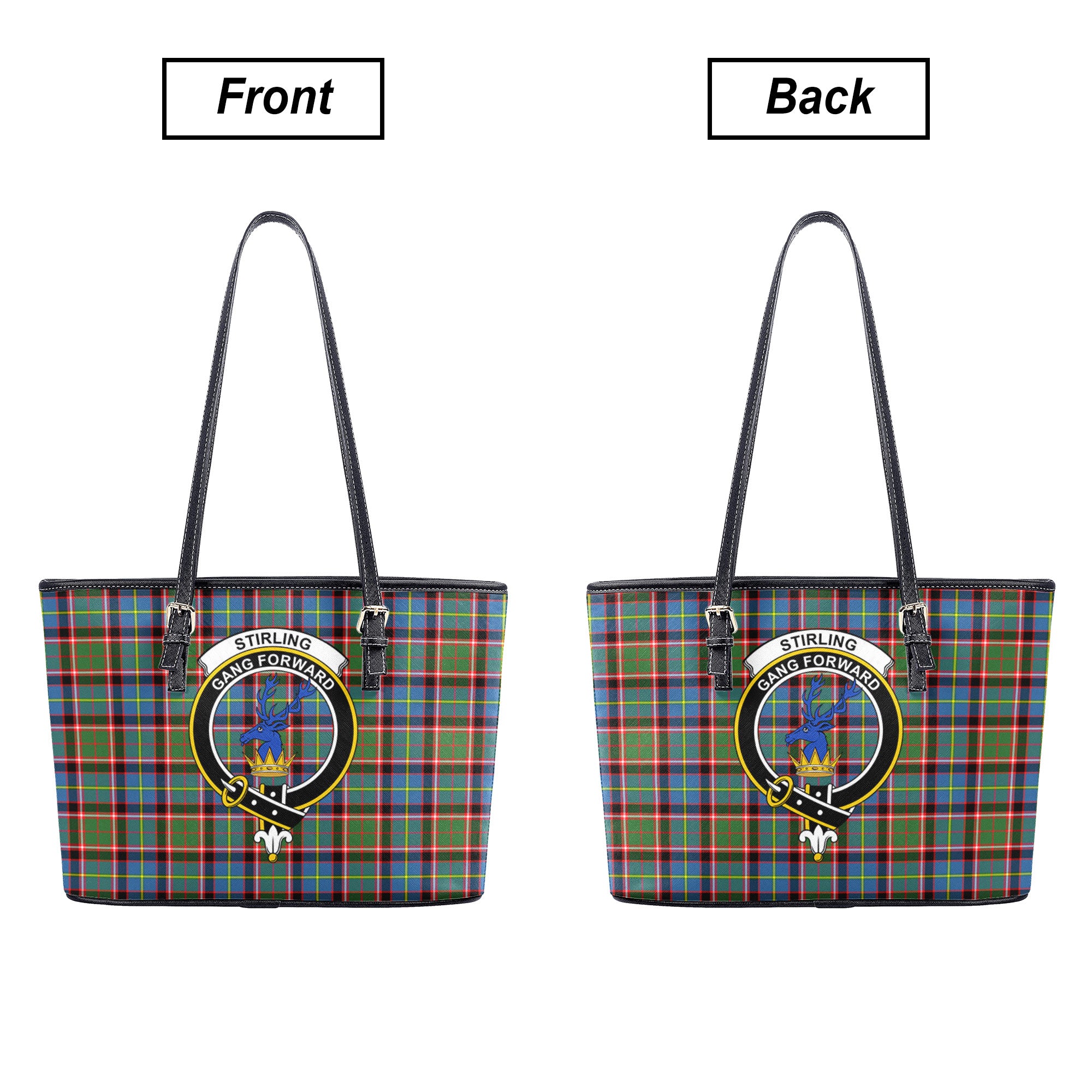 Stirling (of Cadder-Present Chief) Tartan Crest Leather Tote Bag