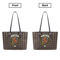 Sutherland Weathered Tartan Crest Leather Tote Bag