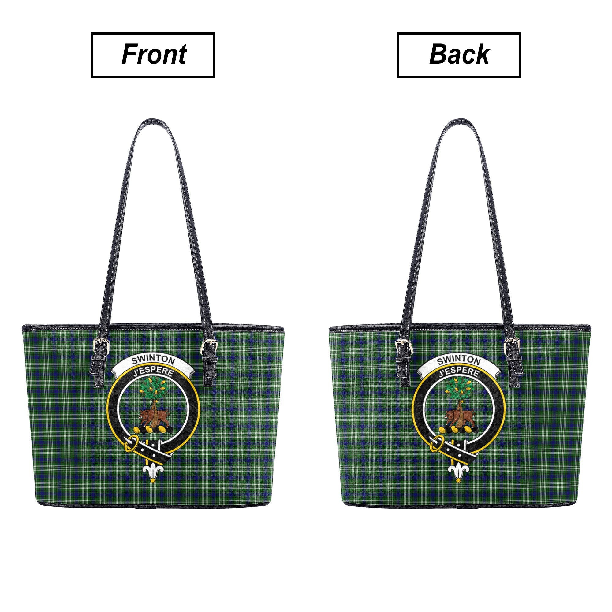 Swinton Tartan Crest Leather Tote Bag