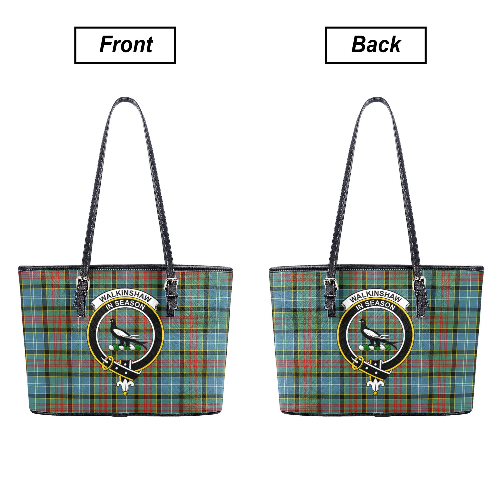 Walkinshaw Tartan Crest Leather Tote Bag