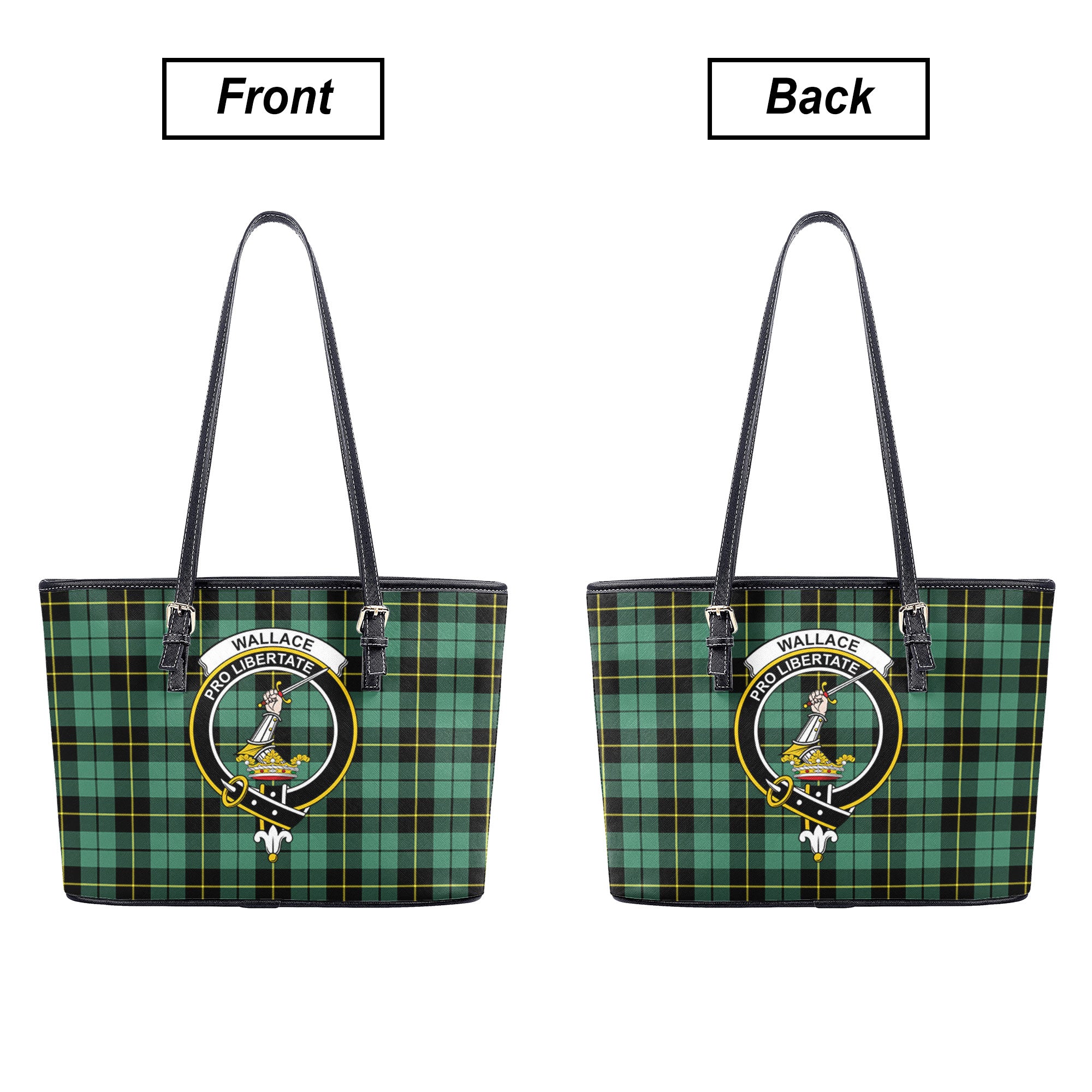 Wallace Hunting Ancient Tartan Crest Leather Tote Bag