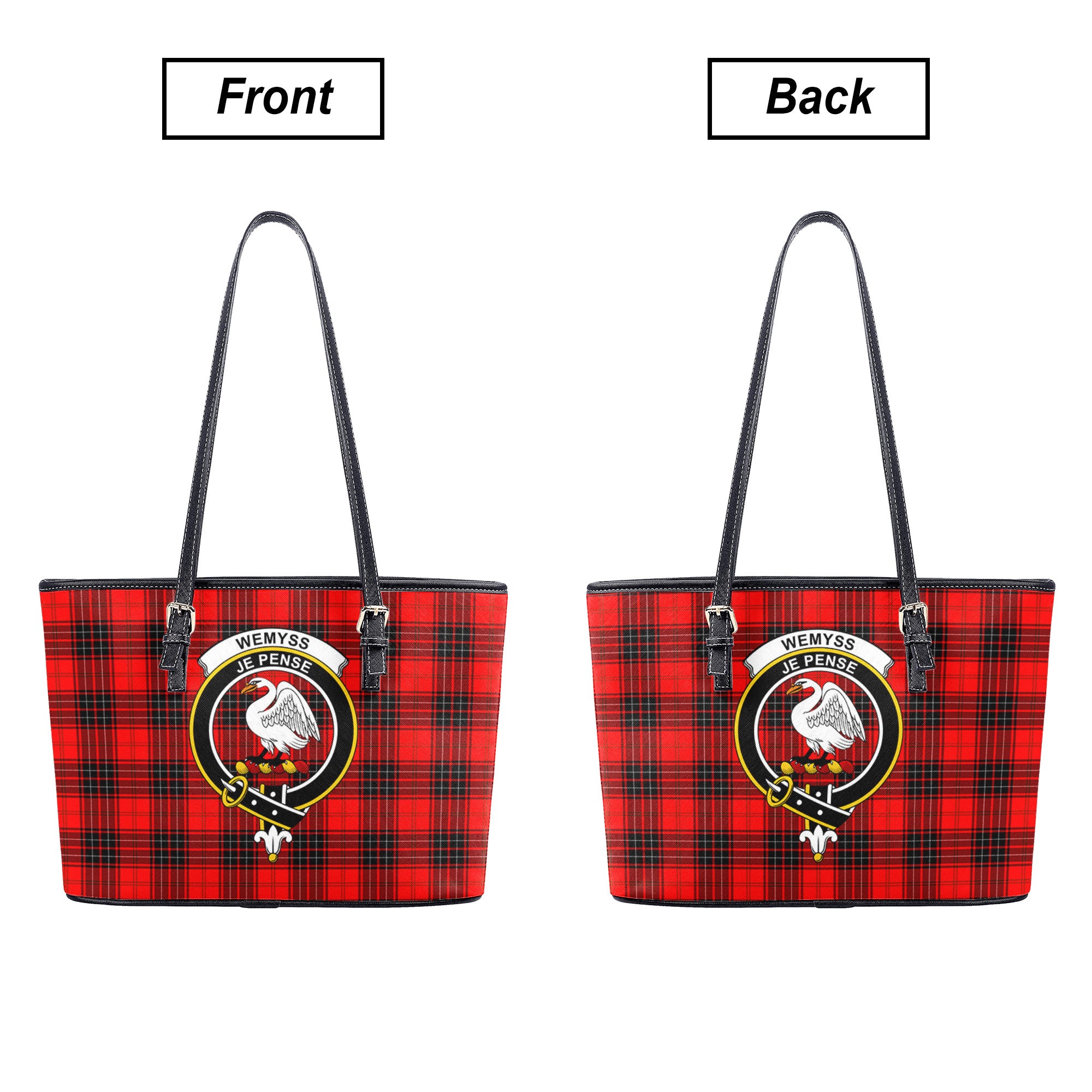 Wemyss Modern Tartan Crest Leather Tote Bag