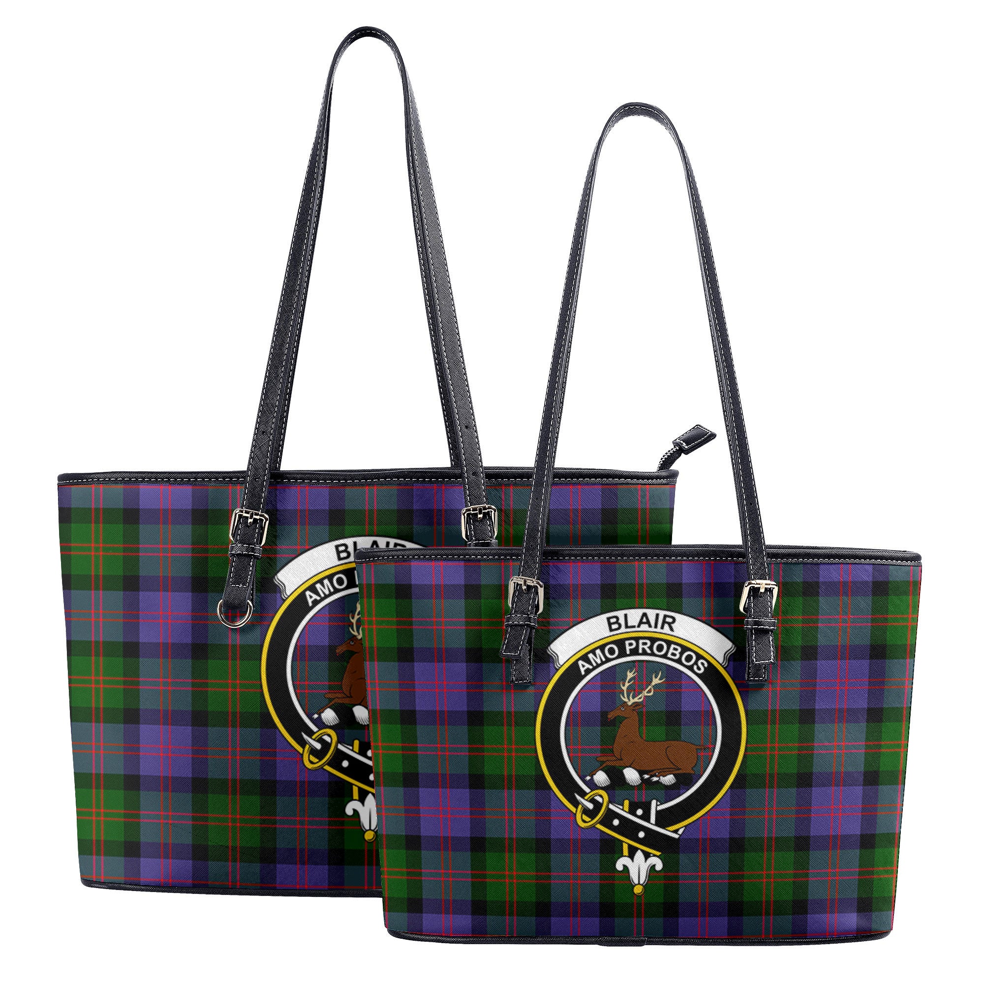 Blair Modern Tartan Crest Leather Tote Bag