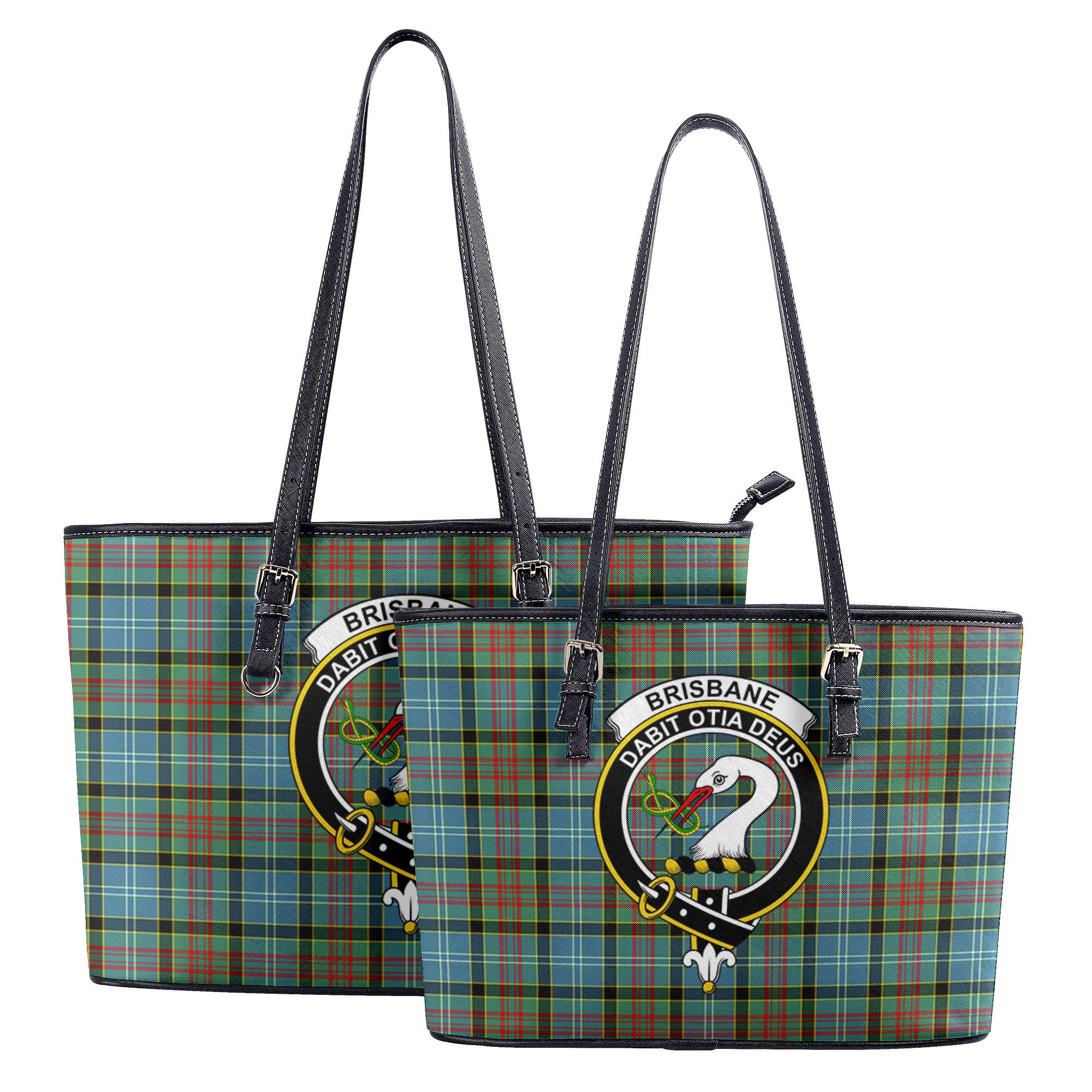 Brisbane Tartan Crest Leather Tote Bag