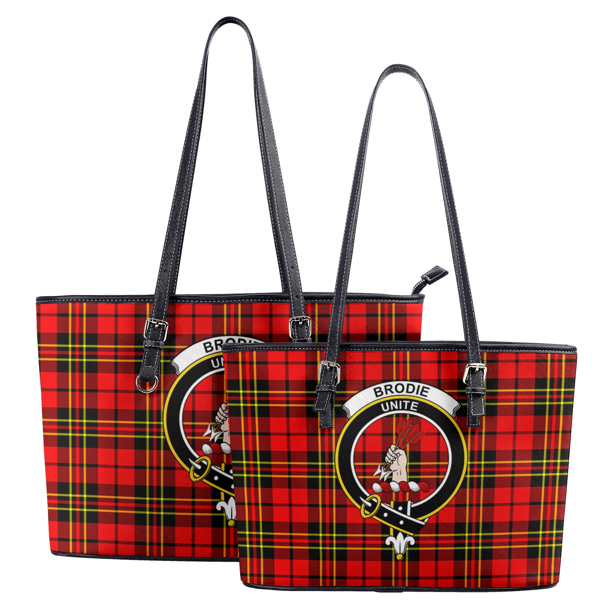 Brodie Modern Tartan Crest Leather Tote Bag