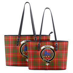 Bruce Modern Tartan Crest Leather Tote Bag