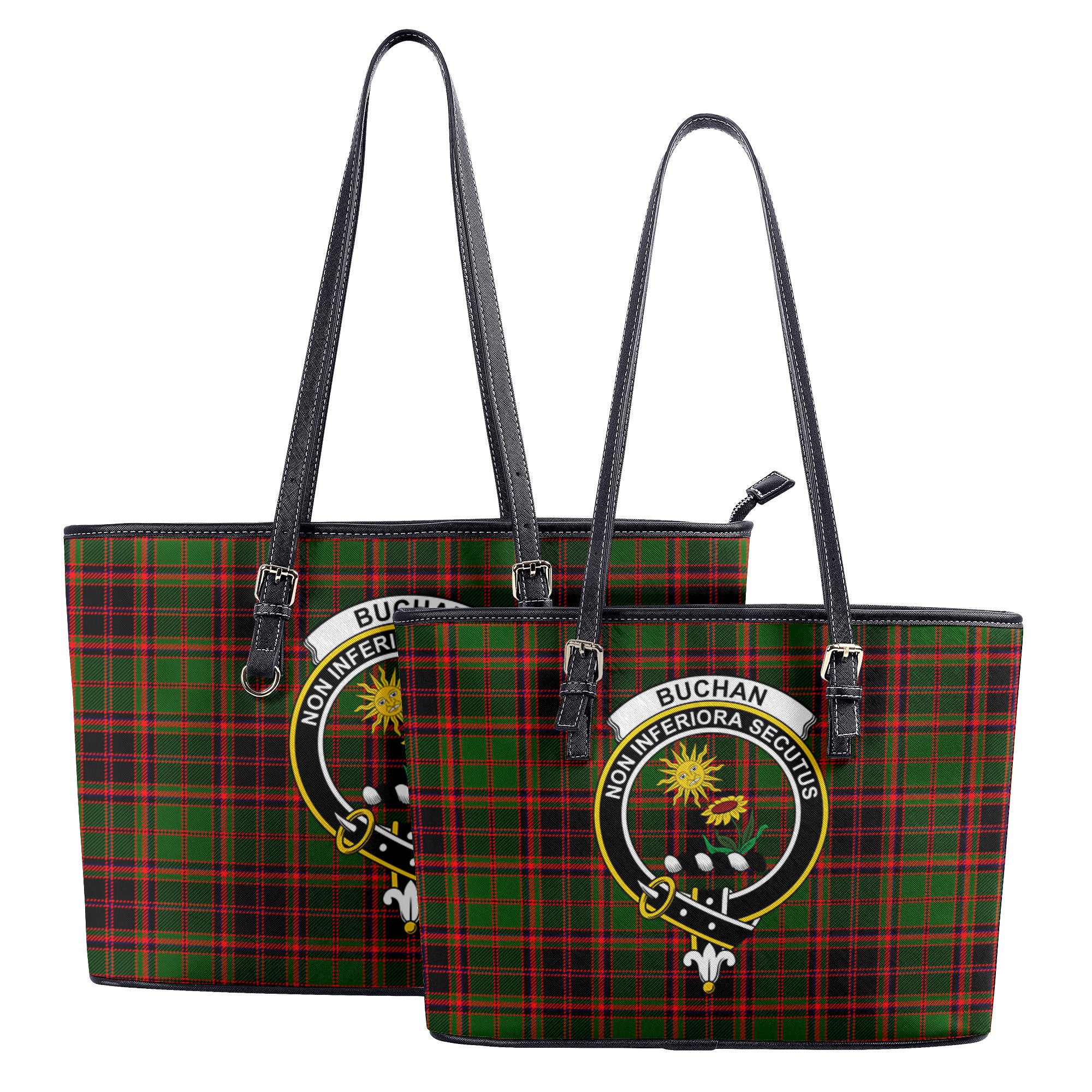 Buchan Modern Tartan Crest Leather Tote Bag