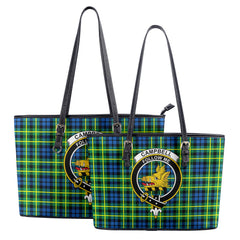 Campbell of Breadalbane Ancient Tartan Crest Leather Tote Bag