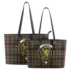 Cumming Hunting Ancient Tartan Crest Leather Tote Bag