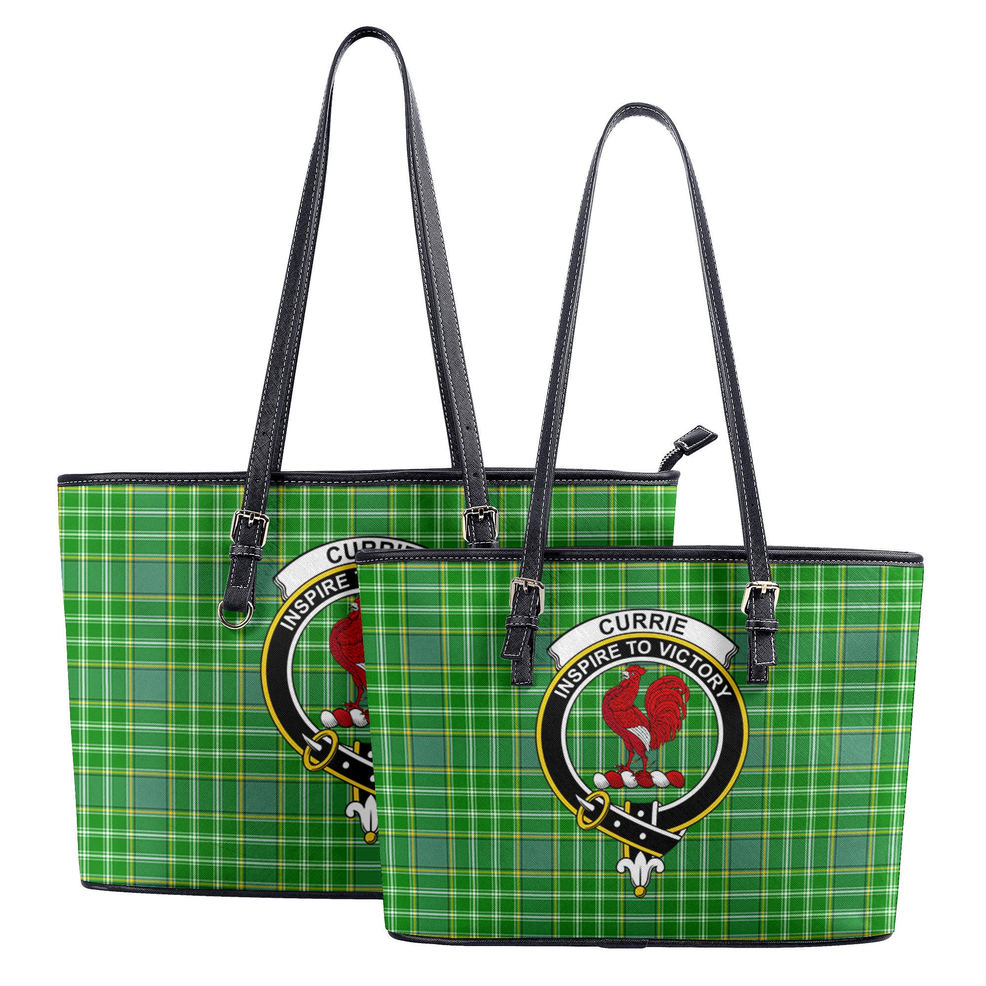 Currie Tartan Crest Leather Tote Bag